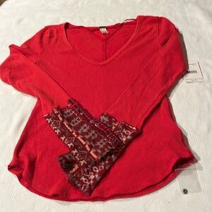 NWT Free People long sleeved red top